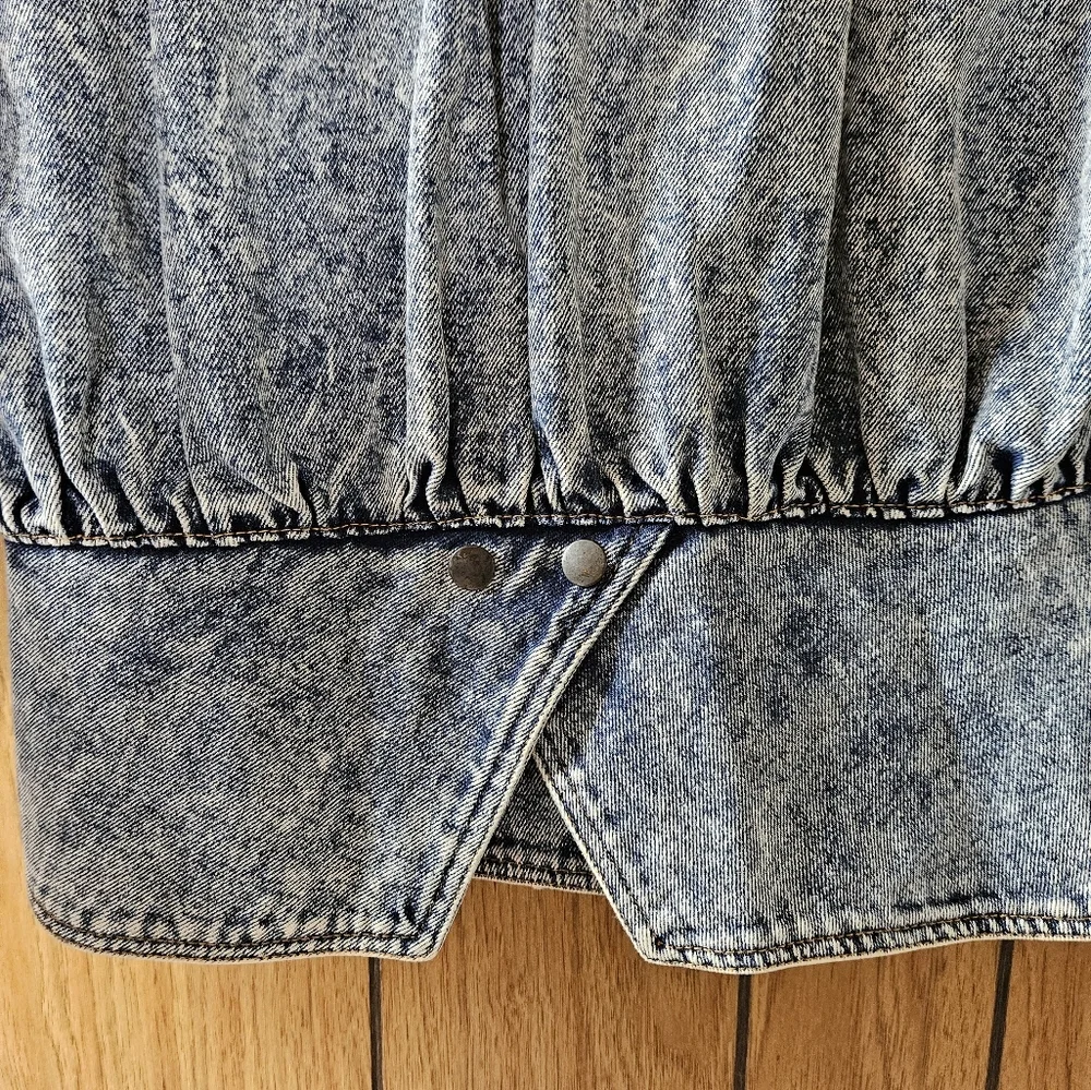 Vintage 80's Glam Rock style Acid Wash Jean Jacket Size M - Picture 5 of 6